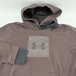 UNDER ARMOUR Men XL LooseFleece Lined Pullover Hoodie Threadborne Maroon Heather